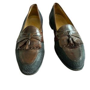 Johnston & Murphy Men's Brown Tassel Italian Loafers‎ Size 11.5 Woven Oxford